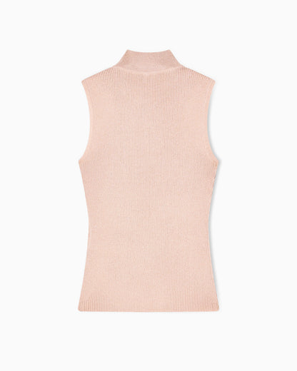 High-neck lurex yarn top