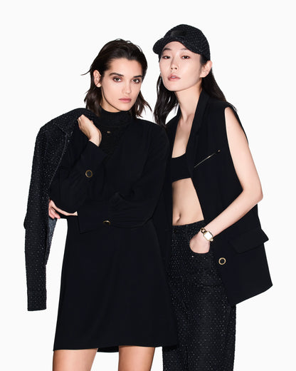 High-neck lurex yarn top