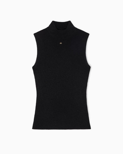 High-neck lurex yarn top