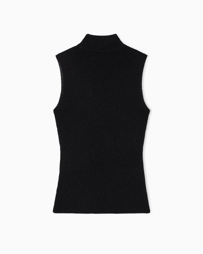 High-neck lurex yarn top