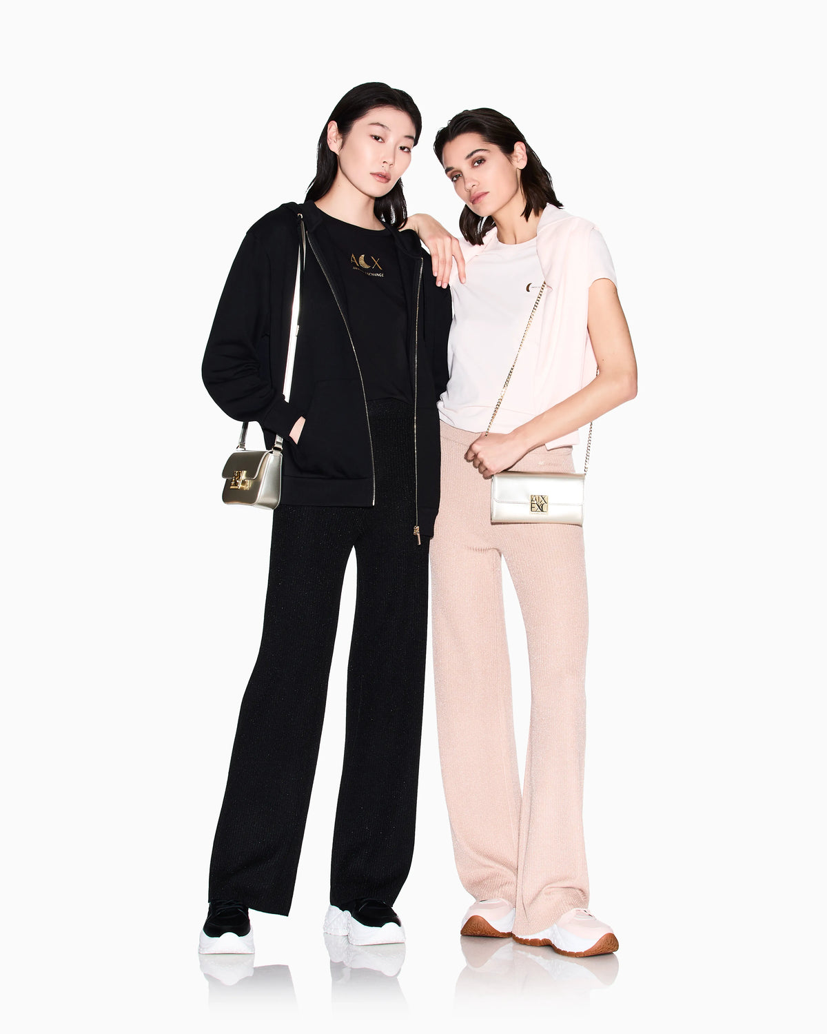Wide lurex yarn trousers