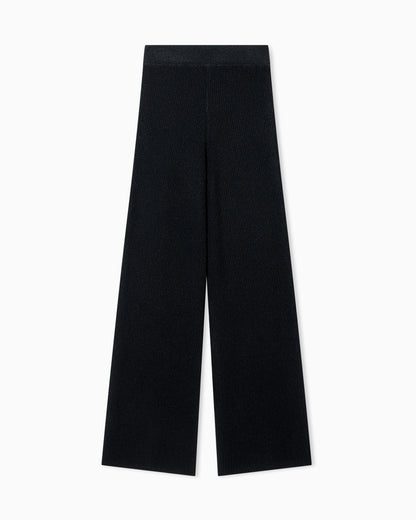 Wide lurex yarn trousers
