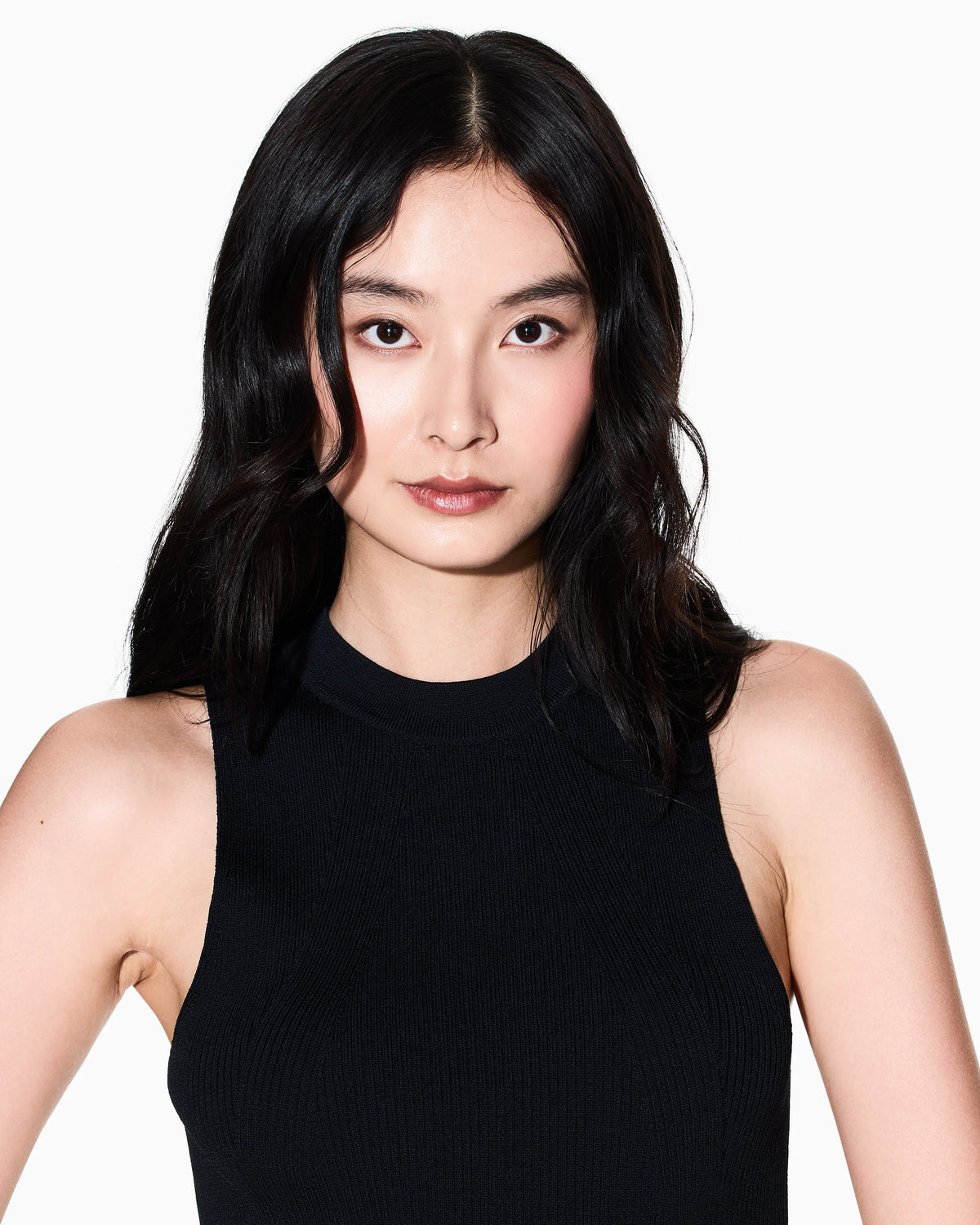 Round-neck top in recycled knit