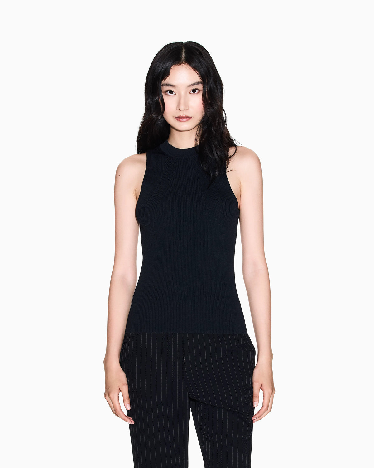 Round-neck top in recycled knit