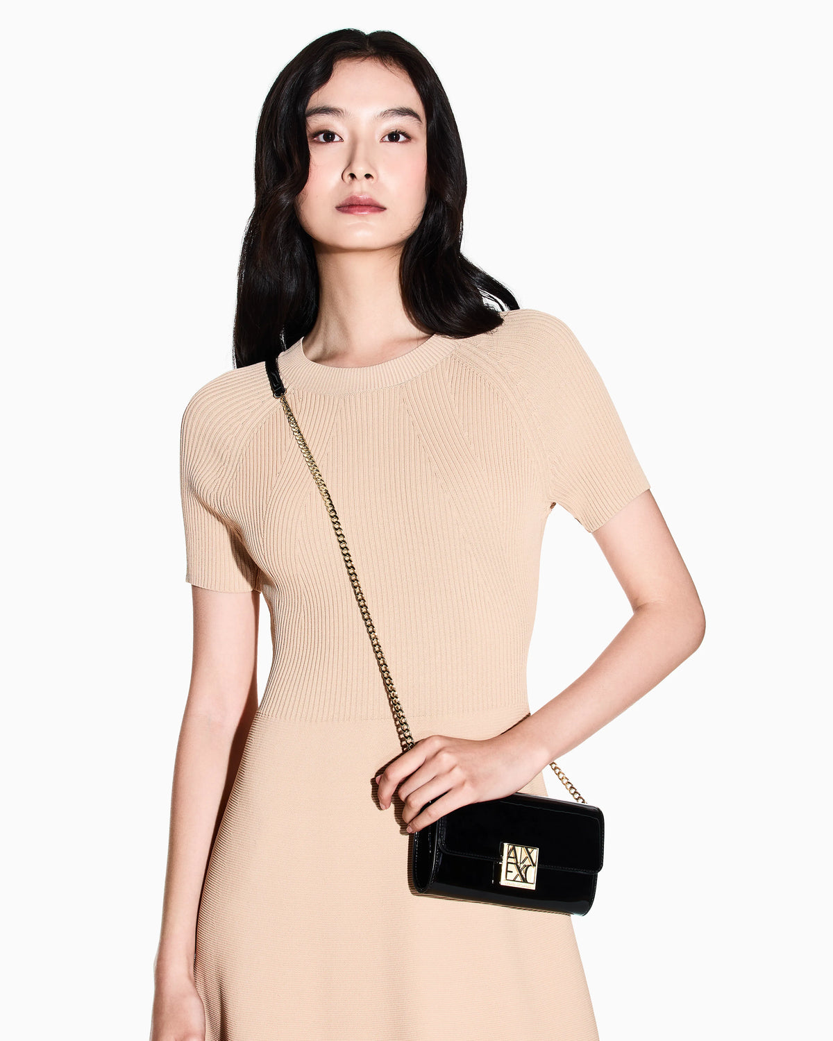 Midi dress with flared skirt