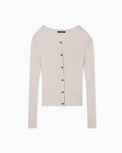 Fitted cardigan in recycled viscose knit