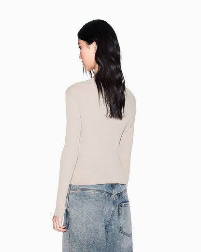Fitted cardigan in recycled viscose knit