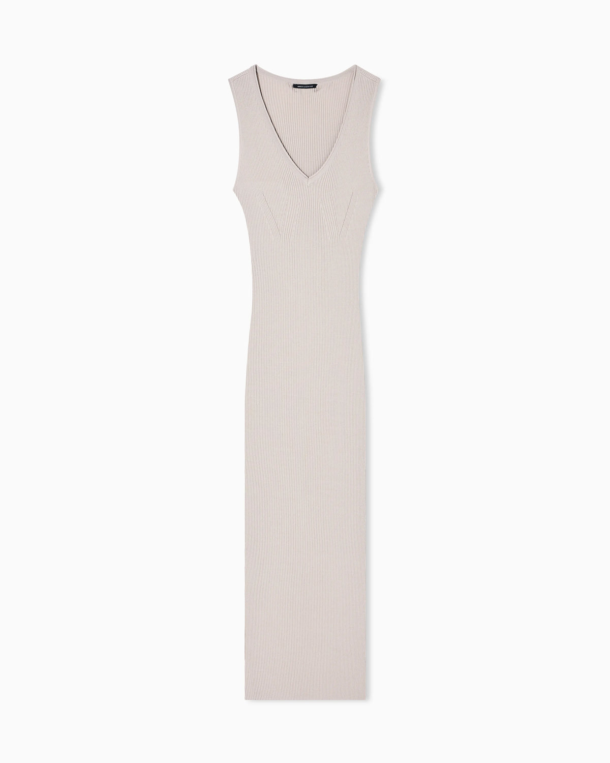 Long dress in openwork knit with V-neck