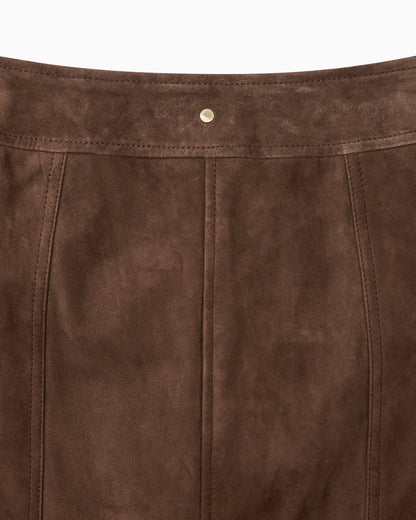 Genuine leather suede skirt