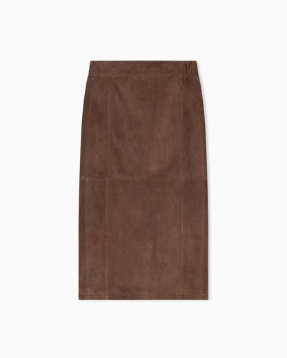 Genuine leather suede skirt