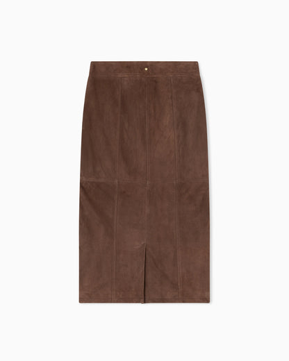 Genuine leather suede skirt
