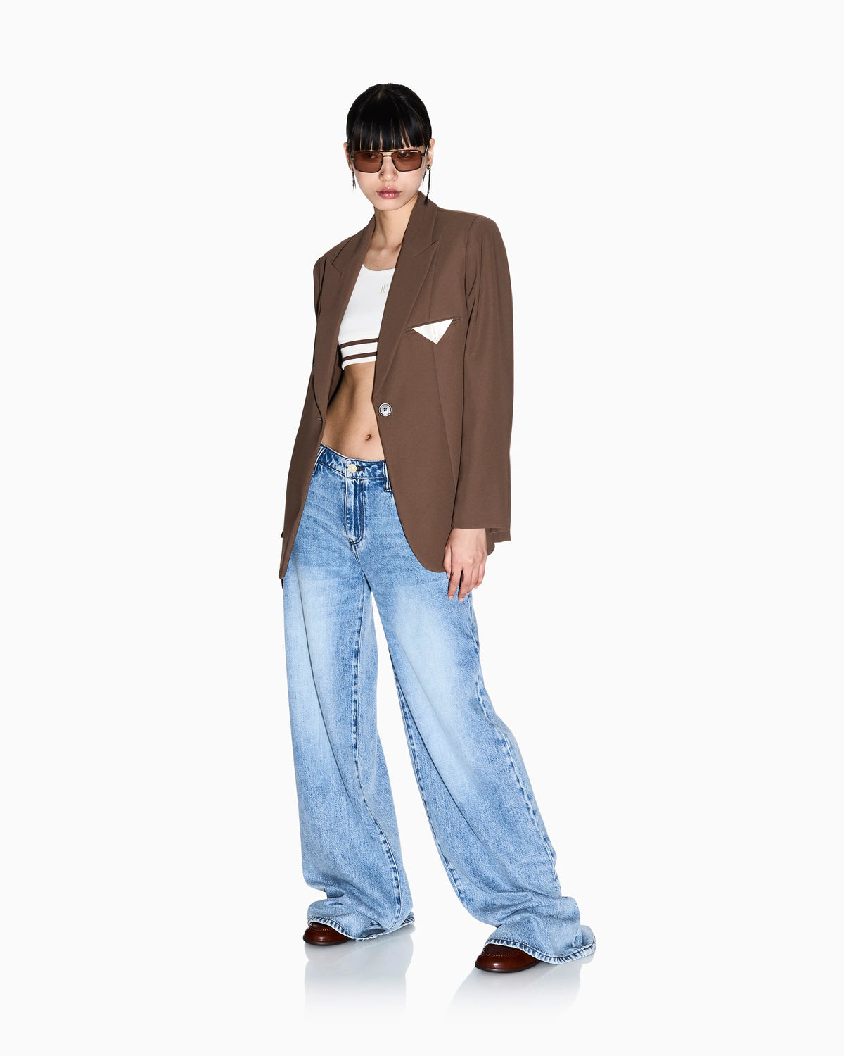 Single-breasted oversized jacket with pocket square