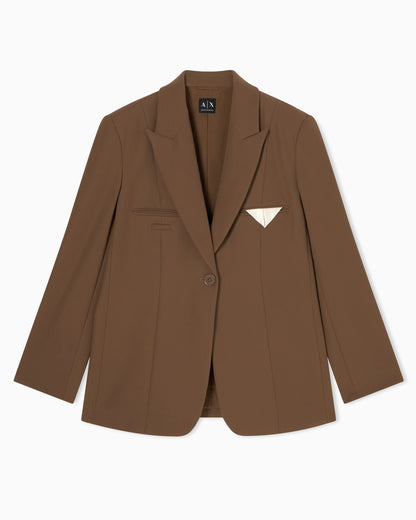 Single-breasted oversized jacket with pocket square