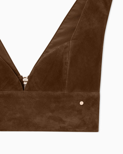 Suede leather top with zip