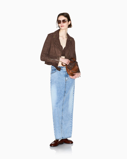 Suede leather top with zip