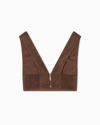 Suede leather top with zip