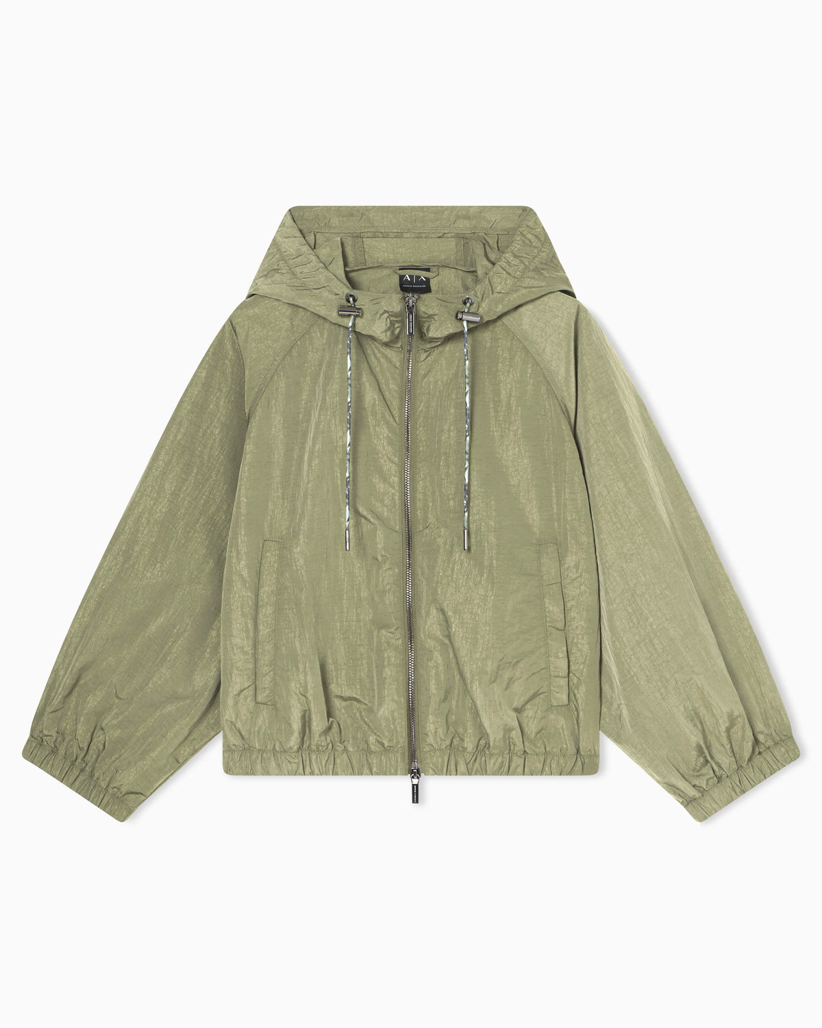 Windbreaker in shiny nylon with metallic effect