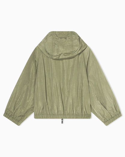 Windbreaker in shiny nylon with metallic effect