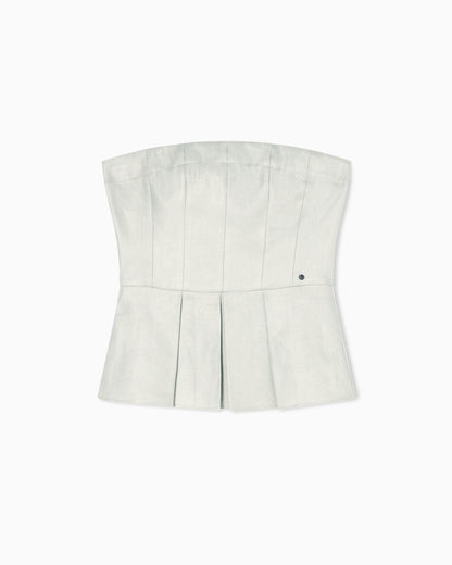 Flared top with pleats in linen twill