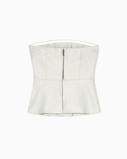Flared top with pleats in linen twill