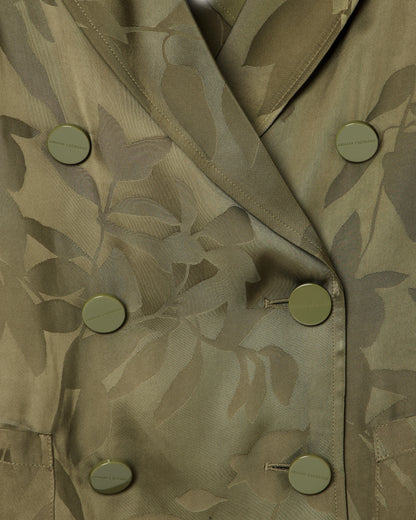Elegant Double-Breasted Floral Jacquard Jacket