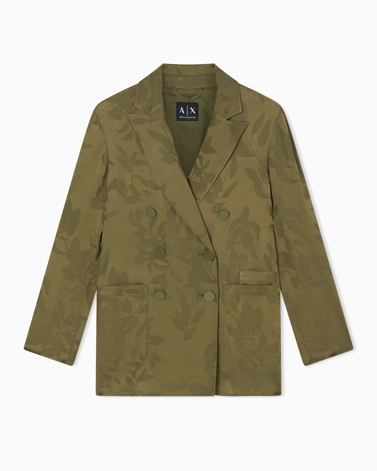 Elegant Double-Breasted Floral Jacquard Jacket