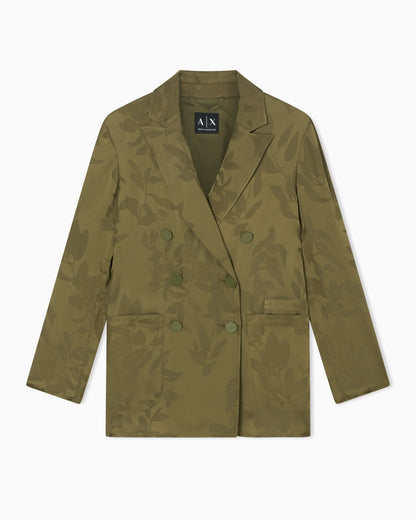 Elegant Double-Breasted Floral Jacquard Jacket