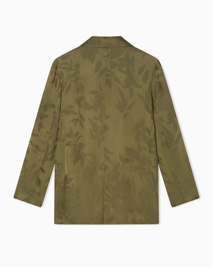 Elegant Double-Breasted Floral Jacquard Jacket
