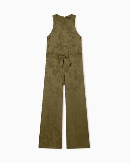Elegant Jacquard Viscose Jumpsuit with Belt