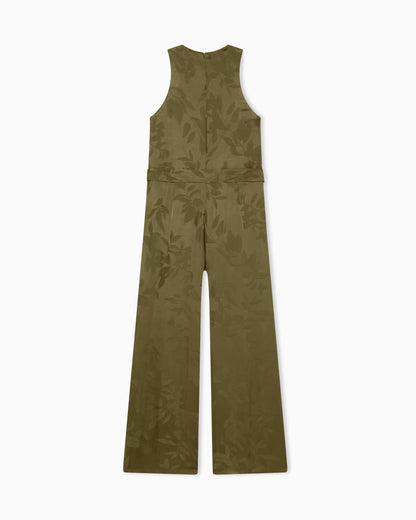 Elegant Jacquard Viscose Jumpsuit with Belt
