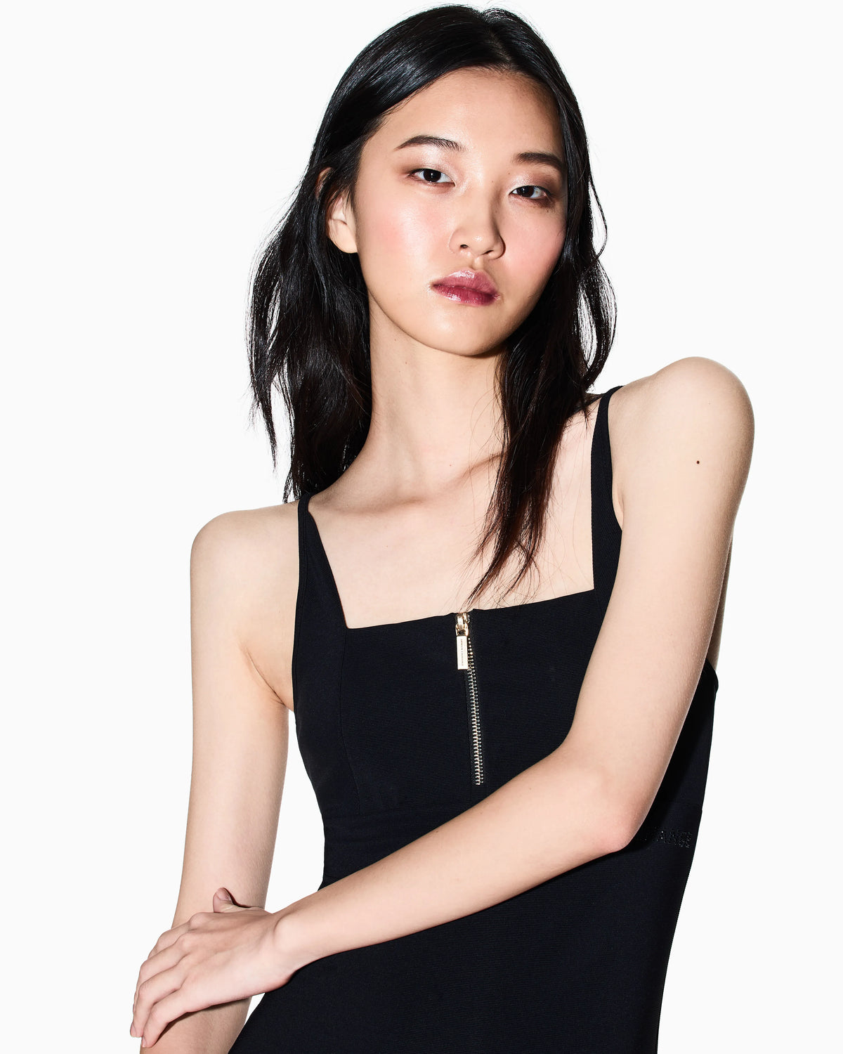 Ottoman midi dress with zip