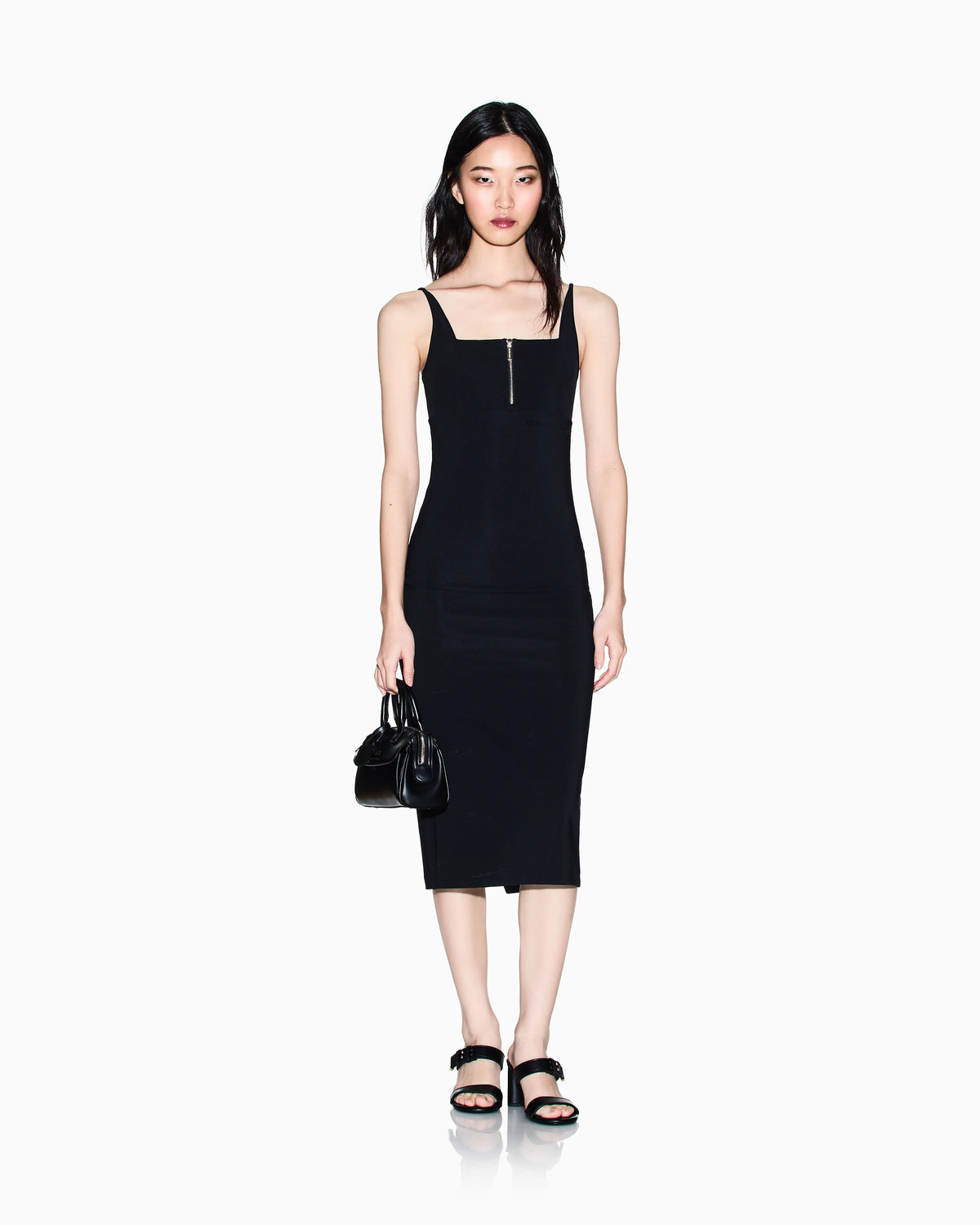 Ottoman midi dress with zip