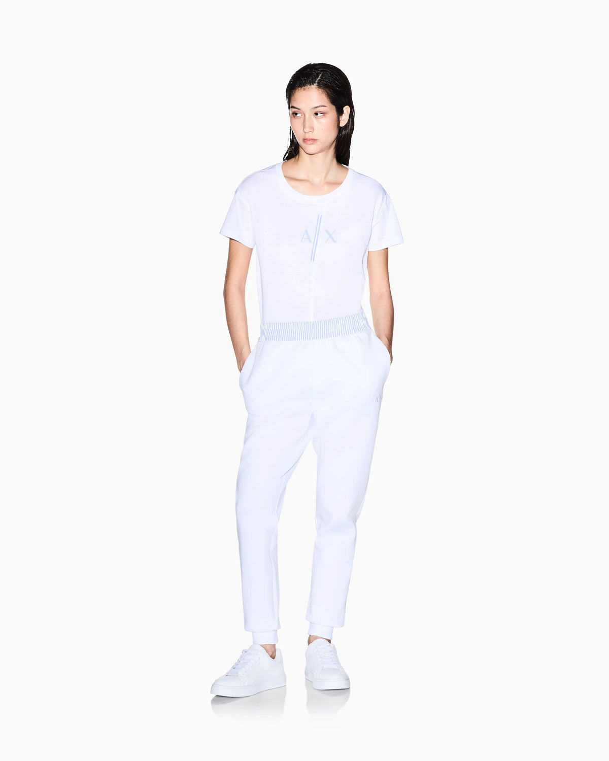 Jogger pants with contrasting inserts