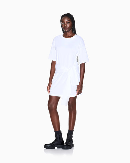 Short Cotton Jersey Dress with Side Knot
