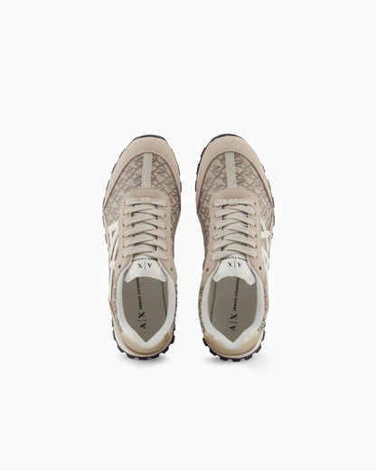 Sneakers in technical fabric and suede