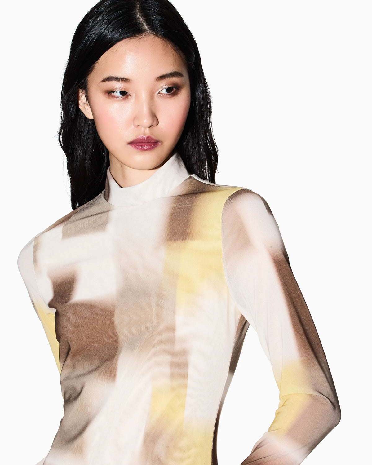Long sleeve mesh midi dress
