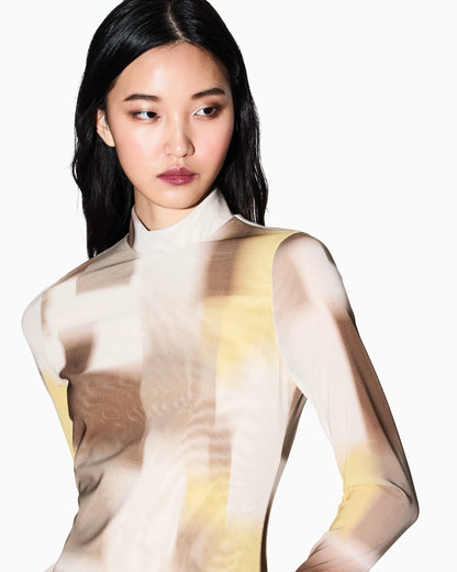 Long sleeve mesh midi dress