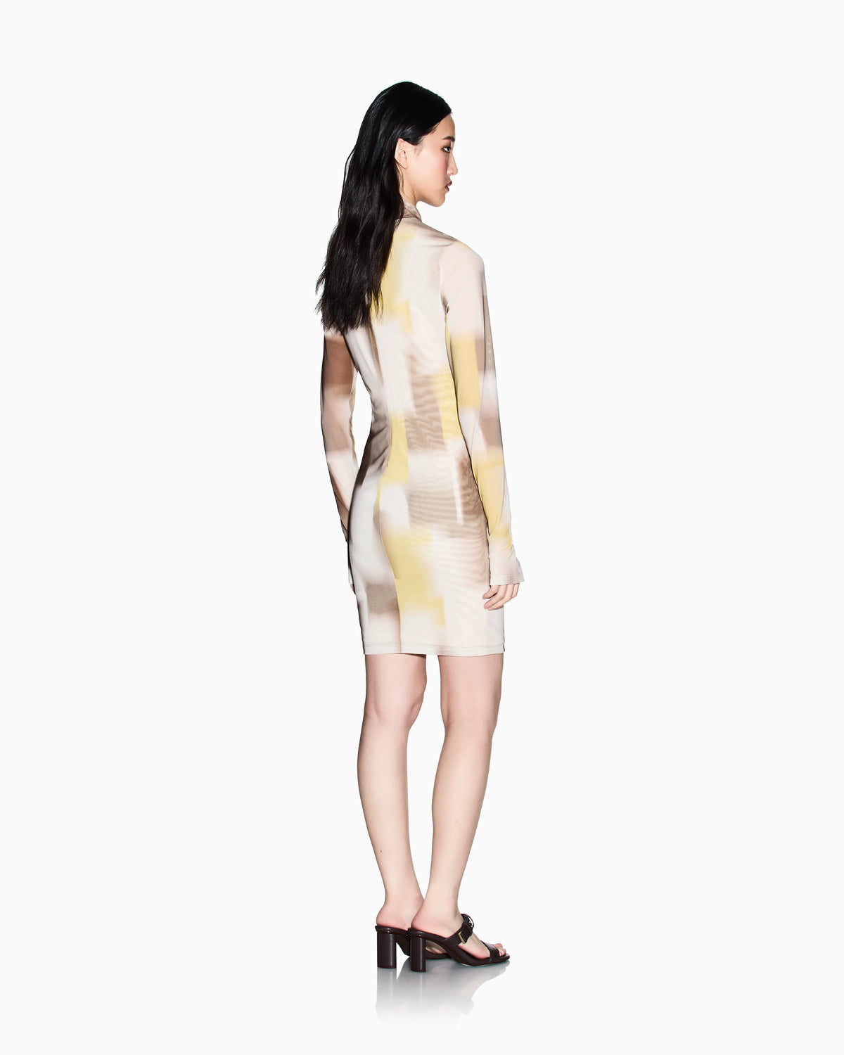 Long sleeve mesh midi dress