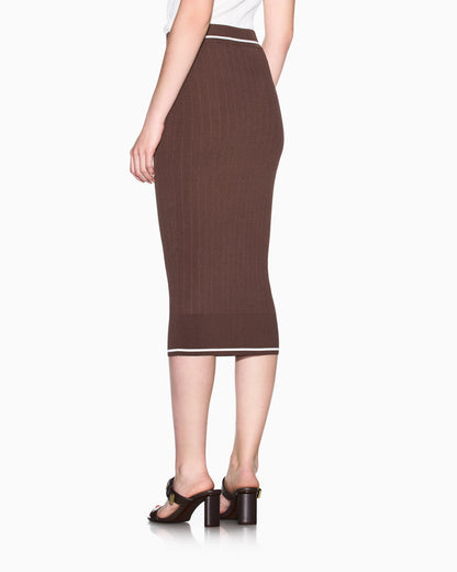 Ribbed Viscose Midi Skirt