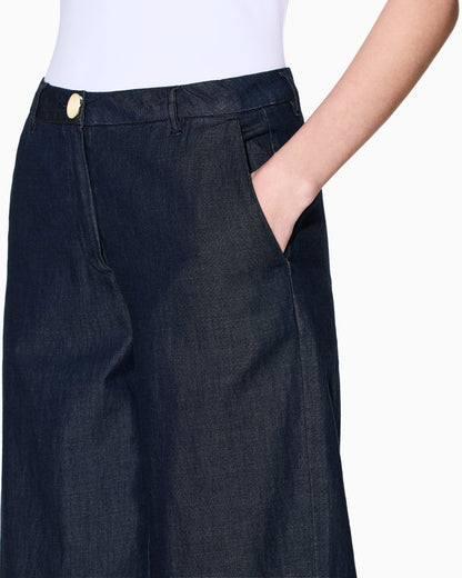 Chambray fabric trousers