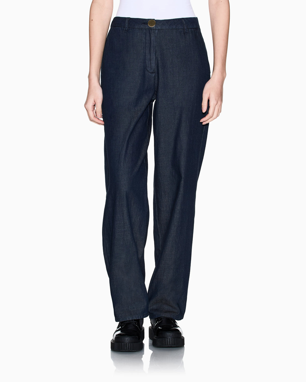 Chambray fabric trousers