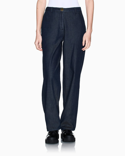 Chambray fabric trousers