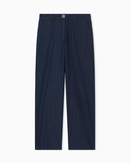 Chambray fabric trousers