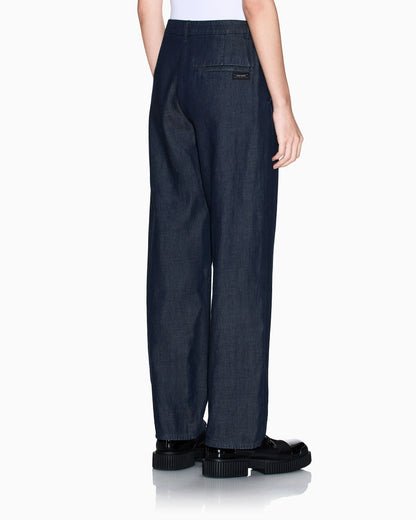 Chambray fabric trousers