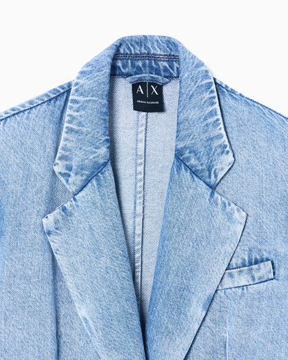 Oversized Rigid Cotton-Lyocell Denim Jacket