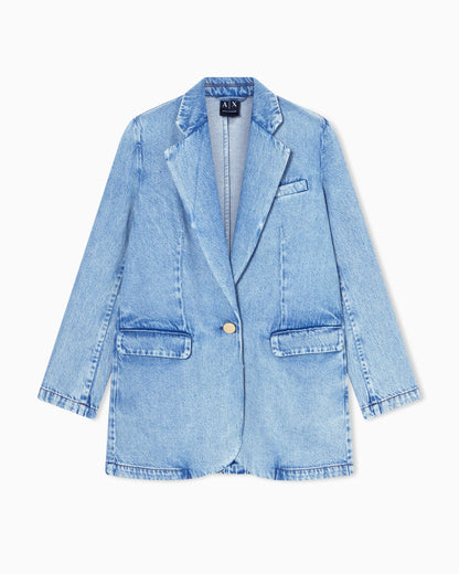 Oversized Rigid Cotton-Lyocell Denim Jacket