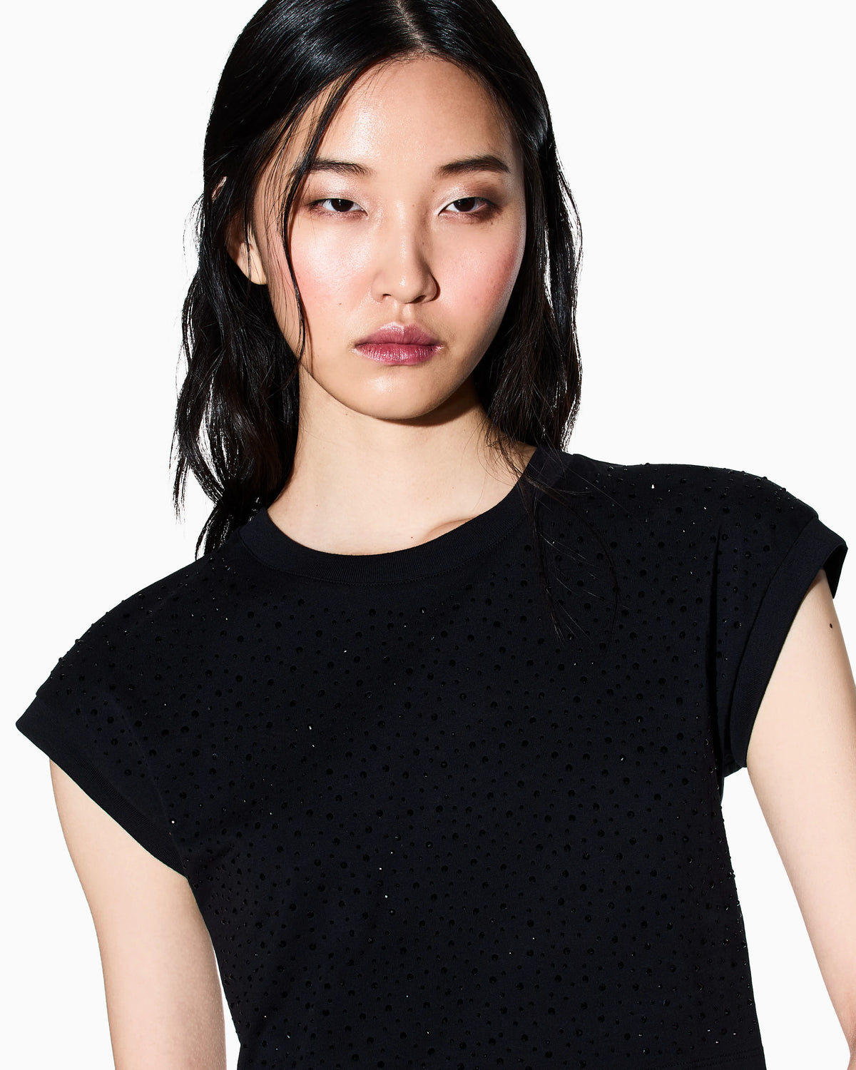 Cropped T-shirt in cotton jersey