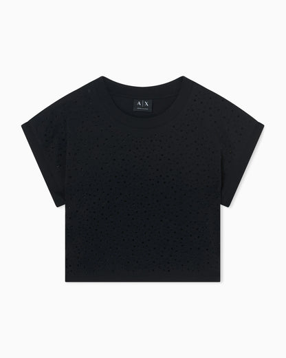 Cropped T-shirt in cotton jersey