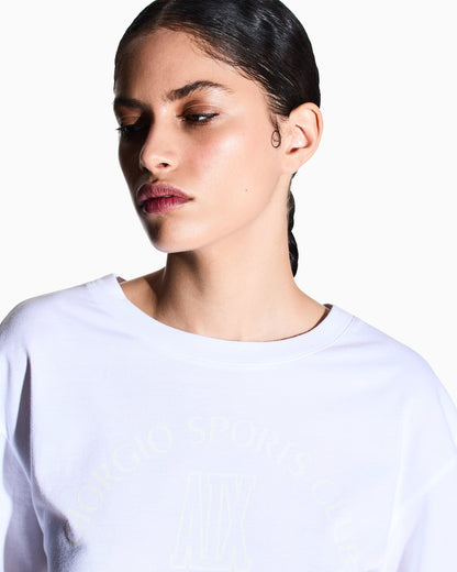 Cropped T-shirt in cotton jersey