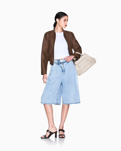 Cropped T-shirt in cotton jersey
